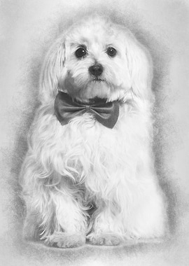 Maltese in bow tie against