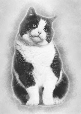 Mixed breed cat sitting ag