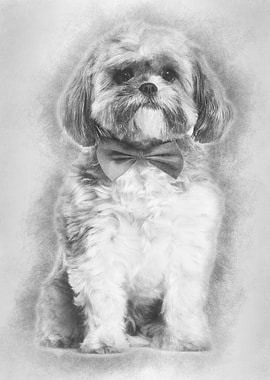 Lhasa Apso in bow tie agai