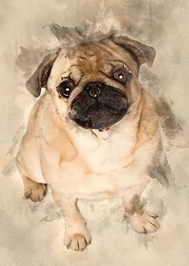 Portrait of pug with nose