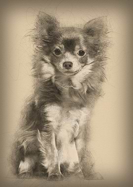 Mixed breed dog sitting ag