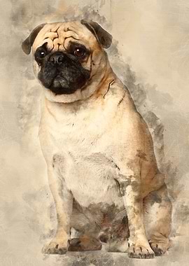 Pug 3 years old sitting ag