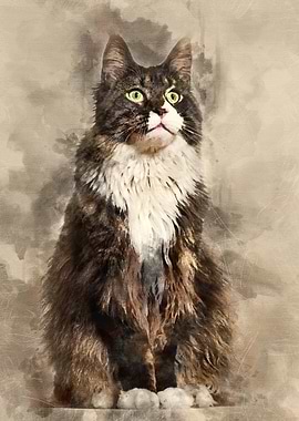 Maine Coon cat sitting and