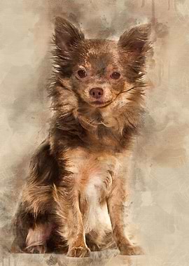 Mixed breed dog sitting ag