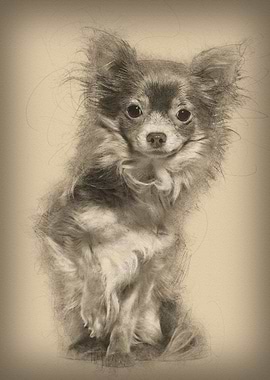 Mixed breed dog sitting ag