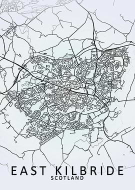 East Kilbride White Map