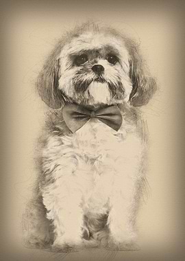 Lhasa Apso in bow tie agai