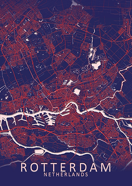 Rotterdam Blue City Map