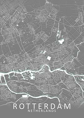 Rotterdam Grey City Map