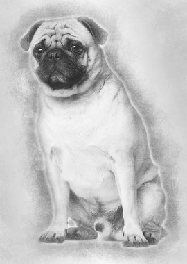 Pug 3 years old sitting ag