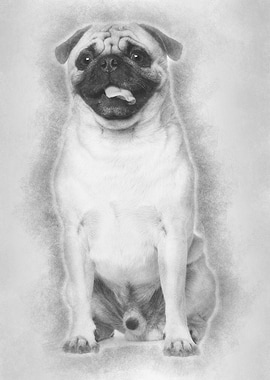 Pug 3 years old sitting ag