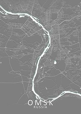 Omsk Grey City Map