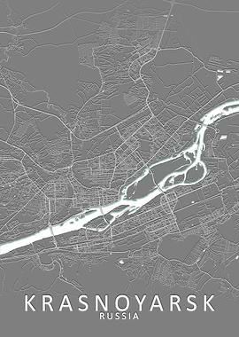Krasnoyarsk Grey City Map