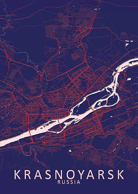 Krasnoyarsk Blue City Map