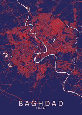 Baghdad Blue City Map