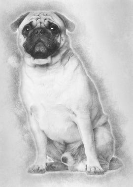 Pug 3 years old sitting ag