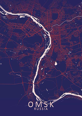 Omsk Blue City Map