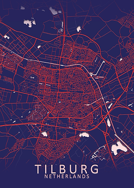 Tilburg Blue City Map
