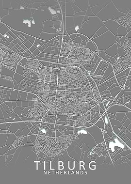 Tilburg Grey City Map