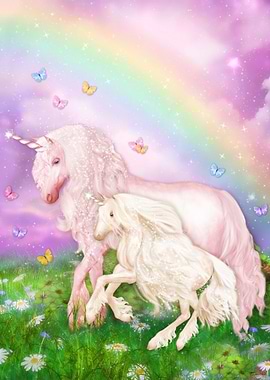 Rainbow Unicorn with Baby