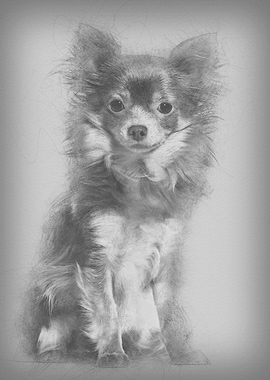 Mixed breed dog sitting ag