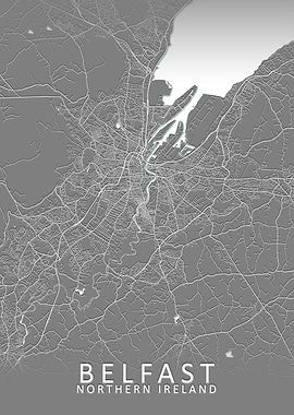 Belfast Grey City Map