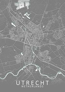 Utrecht Grey City Map