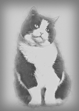 Mixed breed cat sitting ag