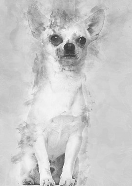 Chihuahua sitting against