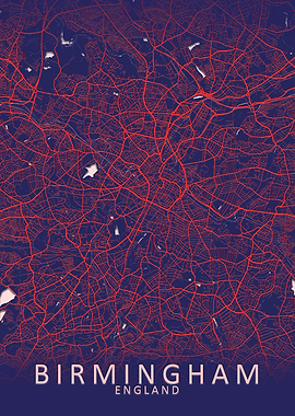 Birmingham Blue City Map