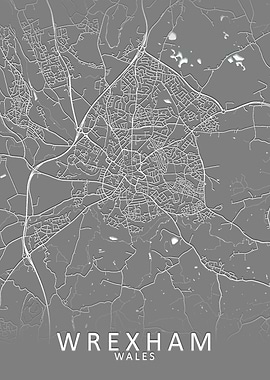 Wrexham Grey City Map