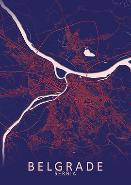 Belgrade Blue City Map