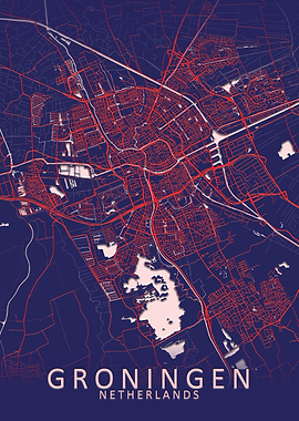 Groningen Blue City Map
