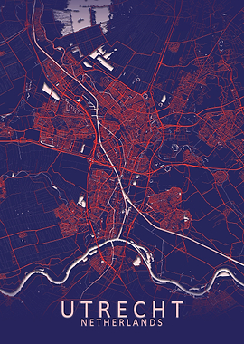 Utrecht Blue City Map