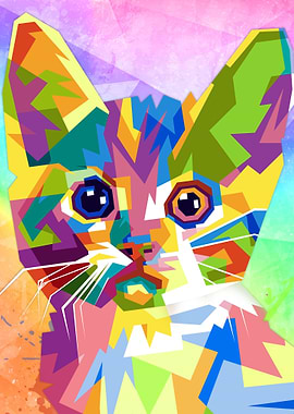 Colorful Abstract Kitty