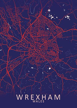 Wrexham Blue City Map