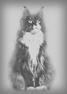 Maine Coon cat sitting and