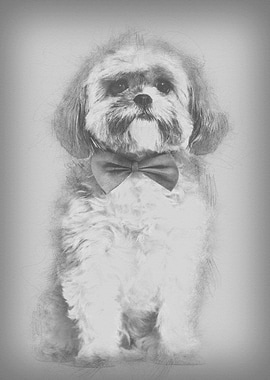 Lhasa Apso in bow tie agai