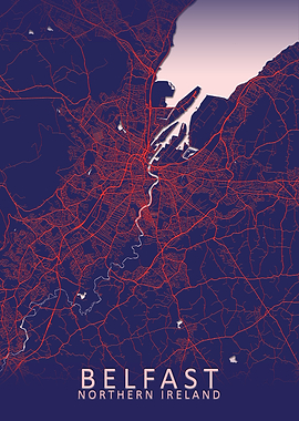 Belfast Blue City Map