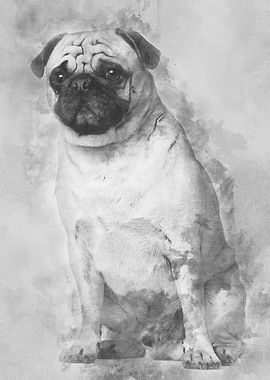 Pug 3 years old sitting