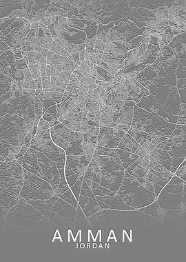 Amman Grey City Map
