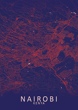 Nairobi Blue City Map
