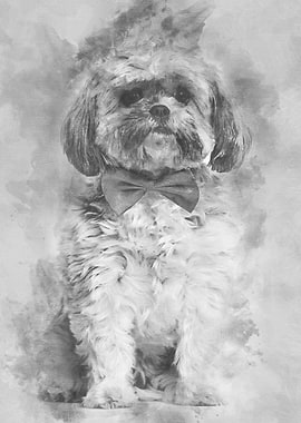 Lhasa Apso in bow tie agai