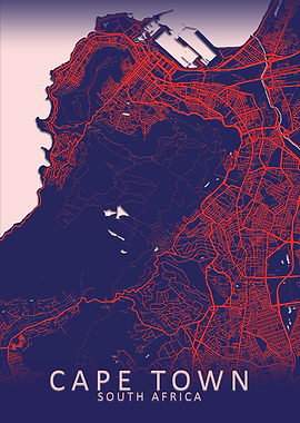 Cape Town Blue City Map