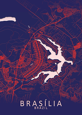 Brasilia Blue City Map