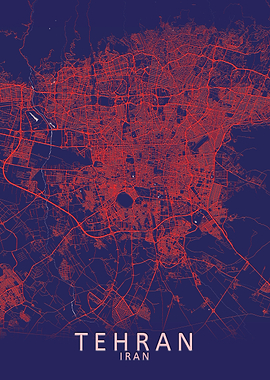 Tehran Blue City Map
