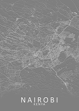 Nairobi Grey City Map