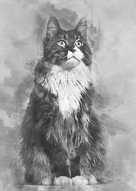 Maine Coon cat sitting and