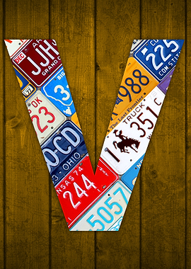 License Plate Letter V