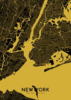 New York map gold